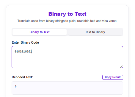 Free Binary to Text Converter - Convert Binary Code to Readable Text and Text to Binary Online
